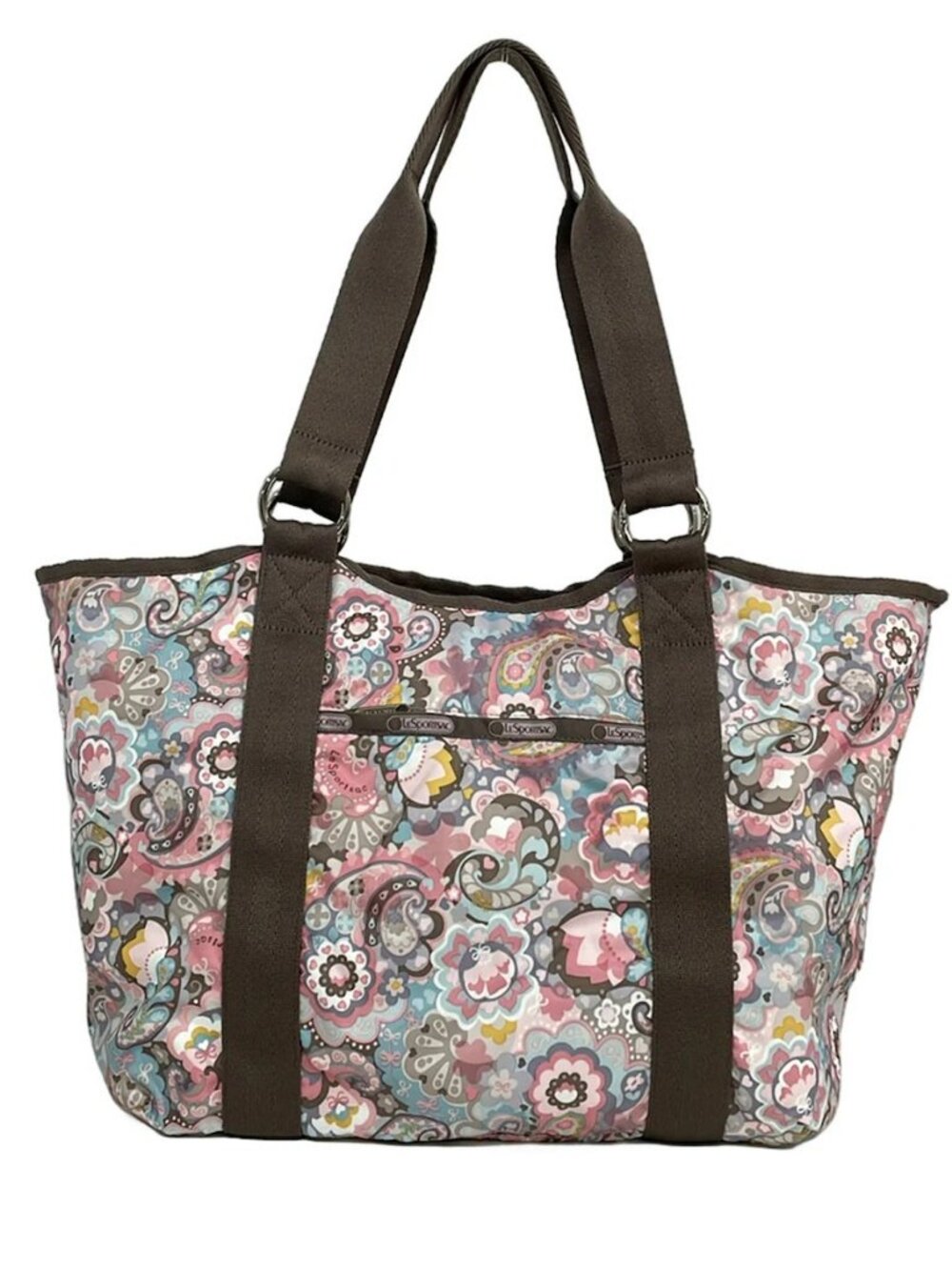 LESPORTSAC Dark Brown Pink Multi Respo Nylon Shoulder Bag